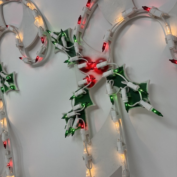 VTG Candy Cane Christmas Silhouette Light Up Holiday Window Decor Lot Of 2 - Picture 2 of 14